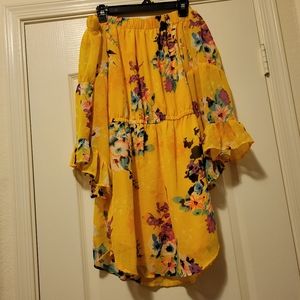 Floral off the shoulder yellow dress